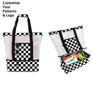 Custom Mesh Beach Bag Western Style Waterproof Mesh Beach Bags for Women for Beach Picnic and Vacation