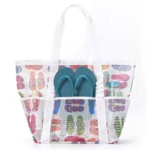 Custom Mesh Beach Tote Pool Bag Women Shoulder Handbag Fashion Design and Large Capacity Summer Beach Bag