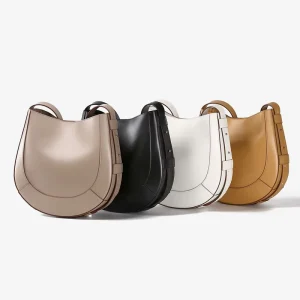 Custom New Vintage Fashion Genuine Leather Women’s Underarm Saddle Bags Half Moon Shoulder Bags