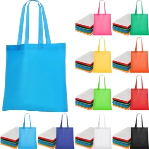 Custom Non Woven Eco friendly Recycled Heavy Duty Tote Bags with Custom Logo & Color for Reusable Shopping & Groceries