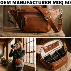 Custom OEM Sling Camera Bag Leather DSLR Mirrorless Fanny Pack Removable Shockproof Insert Camera Bag for Men Women Australia