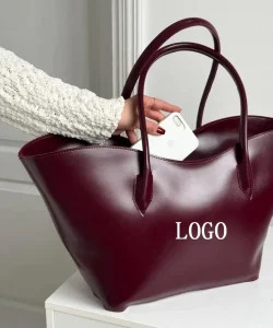 Custom Oversized Burgundy Tote Bag Spacious Work Handbag Large Eco Leather Shoulder Shopper Travel Laptop Carryall Purse
