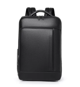 Custom PU Leather Men’s Large Capacity Backpack Casual Business Waterproof Lightweight Travel Computer Bag