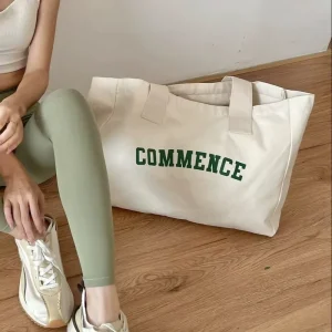 Custom Personalized Beach Bag Shop Reusable Durable Cotton Canvas Shopping Tote Bag With Logo For Branding Advertising Promotion