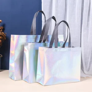 Custom Personalized Korea Trendy Laser Coating PP Non Woven Tote Bag Large Hand Bag Female Big Cute Tote Bag for Girl