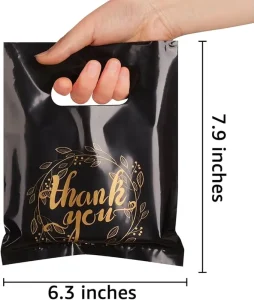 Custom Pink Plastic Thank You Poly Bags Loop Handles LDPE HDPE Tote Shopping Bag Recyclable Supermarket Own Logo Clothing