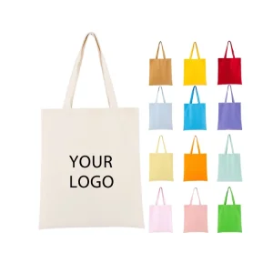 Custom Print Fashion Bag Cotton Canvas Tote Bag with Custom Logo Open Top Custom Colors Sizes