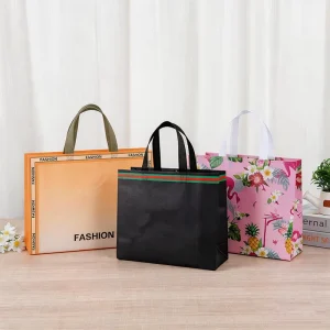 Custom Printed Colorful Reusable Folding Style PP Laminated Non Woven Tote Shopping Bags for Gift Travel