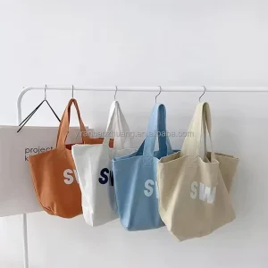 Custom Printed Eco Friendly Foldable Grocery Shopping Supermarket Travel Blank Large Tote Cotton Canvas Bag