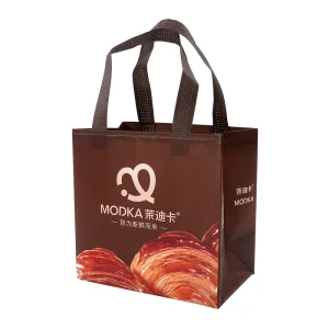 Custom Printed Laminated Non Woven Tote Bag Eco Friendly Reusable Grocery Shopping Bag for Bakery Food Packaging with Logo