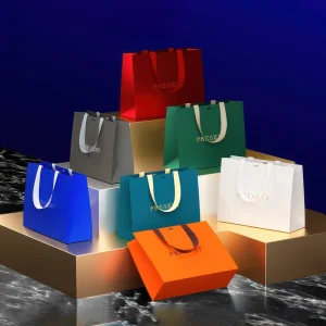 Custom Printed Logo Luxury Retail Art Paper Boutique Paper Bags Clothing Shopping Gift Paper Bags With Handle