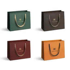Custom Printed Logo Luxury Retail Boutique Paper Shopping Bag Black Red Matte Metal Gold Foil Stamping Durable Paperboard Handle