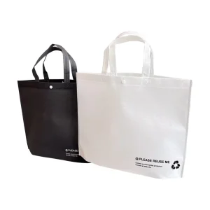 Custom Printed Logo Non woven Shopping Bag Recyclable Promotional Tote Bag with Button Closure