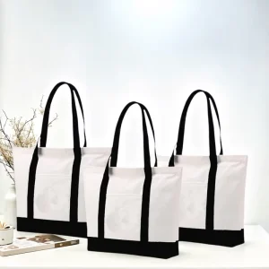 Custom Printed Logo Shopping Cotton Fashion Canvas Tote Bags with Rope Handles