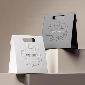 Custom Printed Pattern Paper Bags Eco friendly Foldable Reusable White Kraft Paper Packaging Bags with Handles