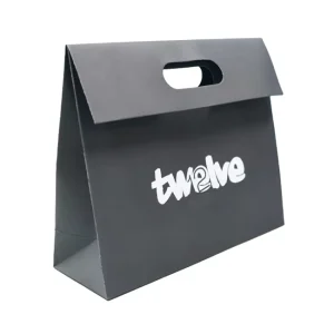 Custom Printed logo Environmental protection Black Card White Paper Bag Die Cut Handle Kraft Paper Clothing Gift Shopping Bag