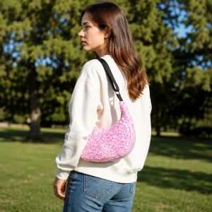 Custom Printing Daisy Wave Crescent Bag Camouflage Color Printed Nylon Hand Bags Ladies Shoulder Bags Custom Hobo Bag