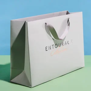 Custom Private Brand Logo Luxury Fashion Clothing Packaging Paper Shopping Gift Bag With Ribbon Handle
