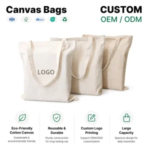 Custom Recyclable Canvas Bags Natural Cotton Reusable Custom Logo & Color for Shopping Gift Promotion Tote Bag Factory OEM