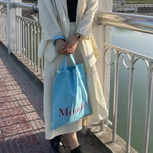 Custom Recyclable Cotton Canvas Foldable Tote Bag Reusable Handle Shopping Bag with Customized Logo Printed