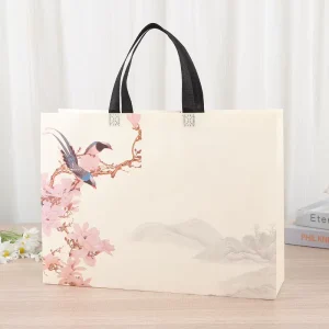 Custom Recycled Coated Non-Woven Polypropylene Tote Bags for Supermarket Grocery Shopping Screen Printed Logo with Handle