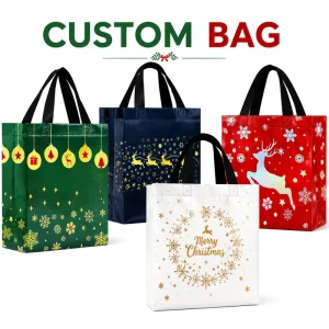 Custom Reusable Laminated Non-Woven Tote Bag Christmas Eco-Friendly Durable Waterproof Gift Shopping Bag Fully Customizable