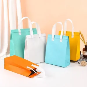 Custom Reusable Non Woven Fabric Aluminum Film Food Grade Bento Insulation Bags for Takeout Milk Tea Coffee Catering Cake