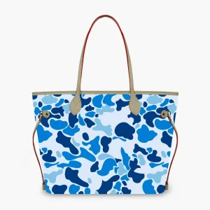 Custom Shopping Handbag PU Leather Ocean Camo Bag Ladies Purse Pohnpei Polynesian Cloud Camo Design Zipper Tote Bag