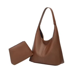 Custom Slouchy Hobo Bags for Women Retro PU Leather Casual Tote Crossbody Bag Soft Polyester Large Capacity 2pcs Shoulder Purses