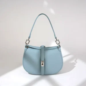 Custom Small Pebbled Crossbody Saddle Purse Metal Lock Lady Shoulder Bag Custom Handbags With Logo