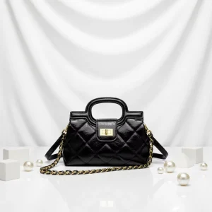 Custom Solid Color Oil Wax PU Leather Handbags Chain Shoulder Bags Anti-Theft Zipper Pocket Women’s Messenger Bags