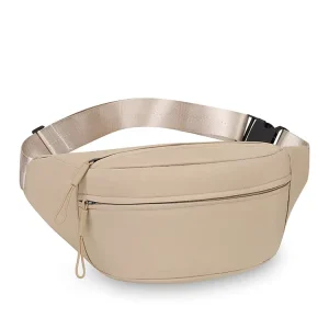 Custom Solid Color Portable Durable Lightweight Travel Fanny Pack Unisex Fabric Crossbody Outdoor Foldable Waist Bag