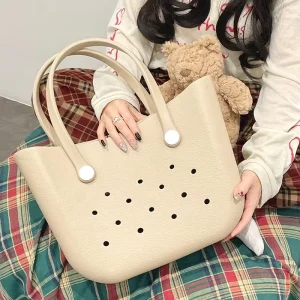Custom Stylish EVA Waterproof Bag Open Closure Solid Color Large Capacity Storage Bag Beach Unisex Tote Bags