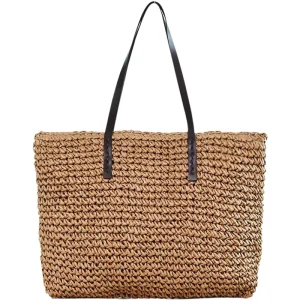 Custom Summer Fashion Handmade Weaving Handbag Women Shoulder Straw Beach Bags