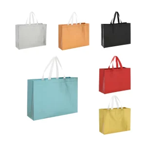 Custom Supermarket Non Woven Reusable Gift Tote Shopping Bags for Clothing Grocery Recycled Heat Seal Handle Gravure