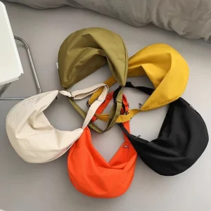 Custom Travel Saddle Shoulder Purse Hobo Crossbody Nylon Dumpling Sling Half Moon Bag