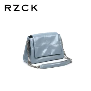 Custom Trendy Mini Makeup Cow Leather Sling Crossbody Messenger Bags for Women Shoulder Purse for Girls with Chain