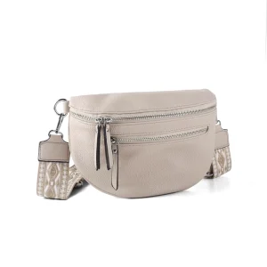 Custom Vegan Pu Crossbody Shoulder Bags Large Capacity Female Chest Pack Women Fanny Bag Belt Bag with Woven Strap