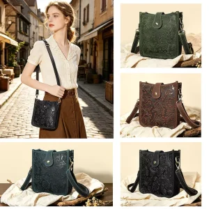 Custom Vintage Embossed Ladies Leather Shoulder Bag High Quality Genuine Leather Small Crossbody Bag Leather Shoulder Bag Women
