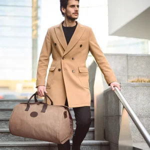 Custom Vintage Waterproof Lightweight Expandable Travel Duffel Garment Bag for Suits with Zipper Closure 16oz Canvas