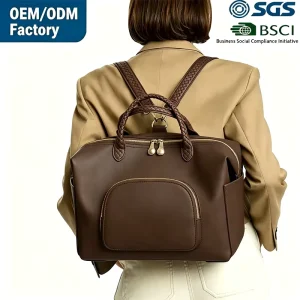 Custom Waterproof Lightweight Durable Vegan Leather Travel Backpack Mommy Large Capacity Backpack