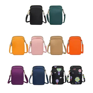 Custom Waterproof Oxford Cloth Messenger Bag Zipper Closure Portable Durable Mobile Phone Bag Shoulder Strap Wallet