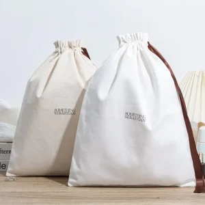 Custom White 100% Cotton Canvas Pouch Gift Packaging Bags Cotton Custom Printed Logo Cotton Drawstring Clothing Pouches
