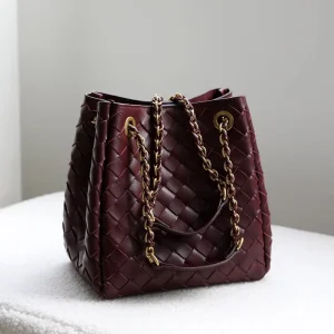 Custom Women Bucket Weave Bags Lady Underarm Shoulder Bag Crossbody Purse Genuine Leather Top Handle Tote Handbag