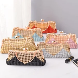 Custom Women Clear Evening Clutch Bag Customized Logo Ladies Shiny Diamond Evening Bag
