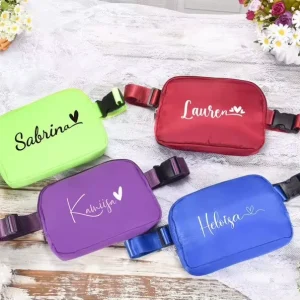 Custom Women Men Black Crossbody Belt Bag with Adjustable Strap Fashion Waist Pack for Outdoors