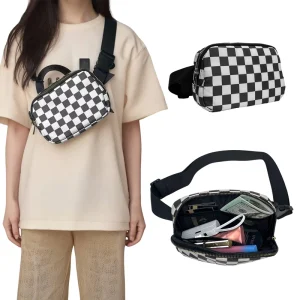 Custom Women’s Crossbody Bag Checkered Western Style and Other Designs Fanny Pack Belt Bag Adjustable Strap