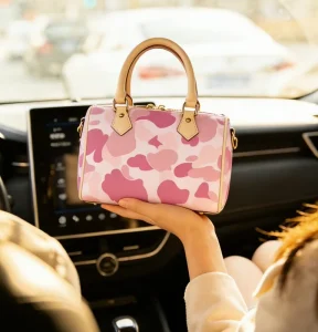 Custom Women’s Mini Boston Bag Camouflage Print PU Leather Top Handle Satchel Trendy Street Style Cylinder Handbag Crossbody Bag