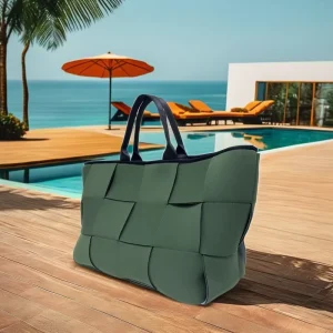 Custom Women’s Neoprene Woven Sports Gym Tote Bag for Travel and Beach Use