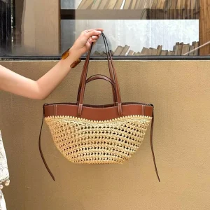 Custom Women’s Tote Bags Hand Woven Straw Beach Bags Good Quality Hollow Out Bohemian Handbags for Lady Travel Bag